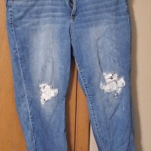 Lane Bryant Blue Ripped Boyfriend Jeans